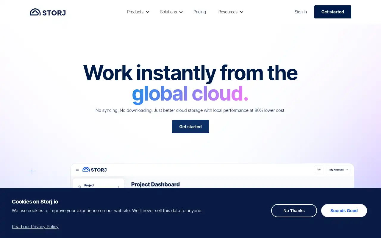 Storj Landing Page